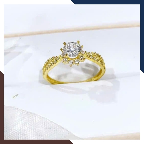 Nhẫn Vàng Nữ Đính Đá Tặng Người Yêu, Nhẫn Đính Hôn Vàng Tây 10k NVN197