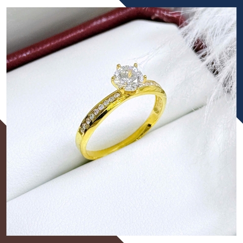 Nhẫn Vàng Nữ Đính Đá Tặng Người Yêu, Nhẫn Đính Hôn Vàng Tây 10k NVN197
