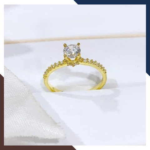 Nhẫn Vàng Nữ Đính Đá Tặng Người Yêu, Nhẫn Đính Hôn Vàng Tây 10k NVN197