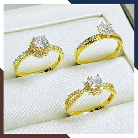 Nhẫn Vàng Nữ Đính Đá Tặng Người Yêu, Nhẫn Đính Hôn Vàng Tây 10k NVN197