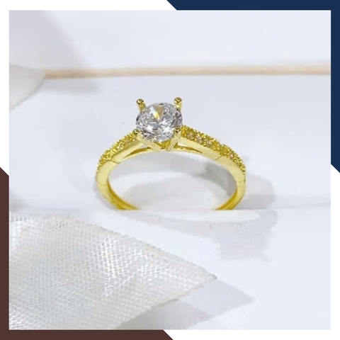 Nhẫn Vàng Nữ Đính Đá Tặng Người Yêu, Nhẫn Đính Hôn Vàng Tây 10k NVN197