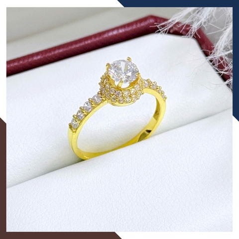 Nhẫn Vàng Nữ Đính Đá Tặng Người Yêu, Nhẫn Đính Hôn Vàng Tây 10k NVN197