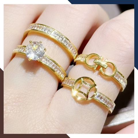 Nhẫn vàng nữ giá dưới 2 triệu, nhẫn vàng tây 10k Salvatore Ferragamo mã TL36