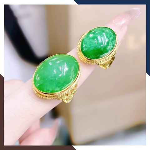 Nhẫn vàng tây 10k đính đá cẩm thạch cho mẹ, phụ nữ trung niên, người lớn tuổi mã TL78-85D30