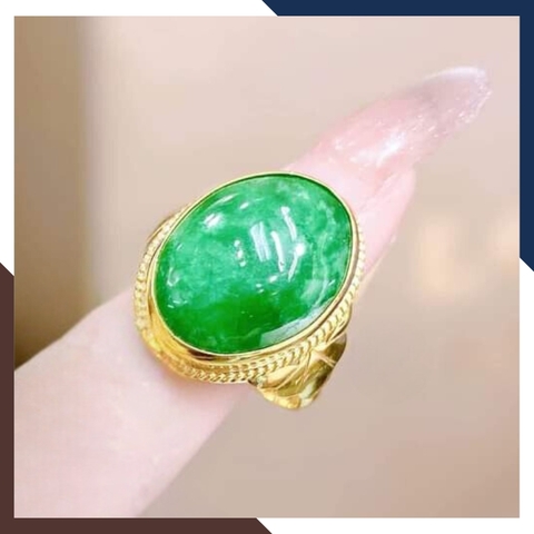 Nhẫn vàng tây 10k đính đá cẩm thạch cho mẹ, phụ nữ trung niên, người lớn tuổi mã TL78-85D30