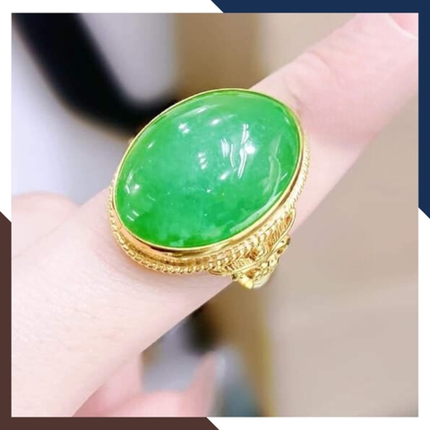 Nhẫn vàng tây 10k đính đá cẩm thạch cho mẹ, phụ nữ trung niên, người lớn tuổi mã TL78-85D30