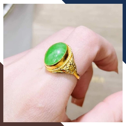 Nhẫn vàng tây 10k đính đá cẩm thạch cho mẹ, phụ nữ trung niên, người lớn tuổi mã TL78-85D30