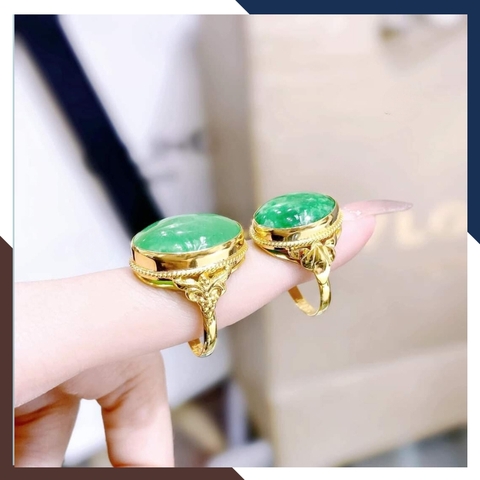 Nhẫn vàng tây 10k đính đá cẩm thạch cho mẹ, phụ nữ trung niên, người lớn tuổi mã TL78-85D30