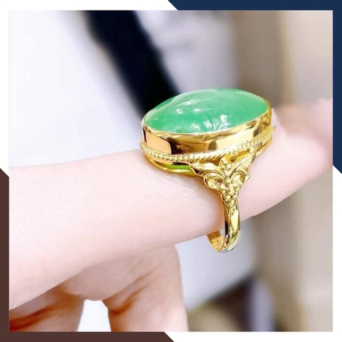 Nhẫn vàng tây 10k đính đá cẩm thạch cho mẹ, phụ nữ trung niên, người lớn tuổi mã TL78-85D30