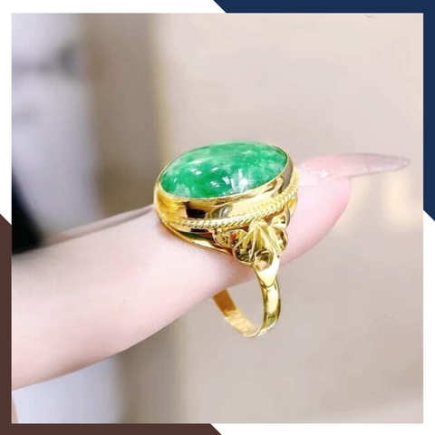 Nhẫn vàng tây 10k đính đá cẩm thạch cho mẹ, phụ nữ trung niên, người lớn tuổi mã TL78-85D30