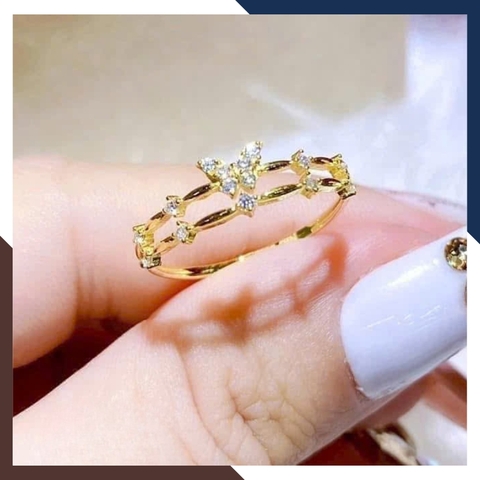 Nhẫn vàng tây nữ 10k hình bướm mã NVNU08 – Bản mảnh 2 vòng, phù hợp đeo ngón trỏ