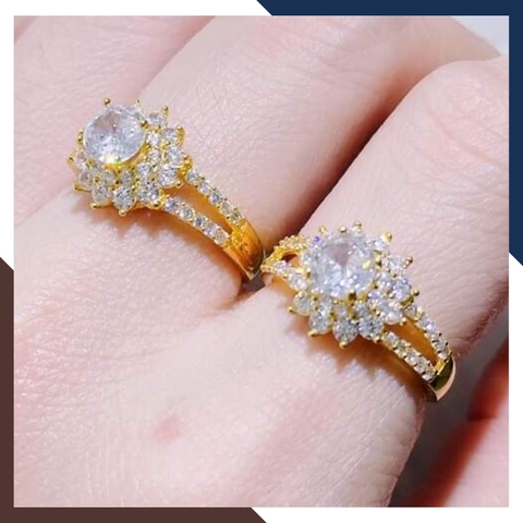 Nhẫn vàng tây nữ 10k hình hoa đính đá, mẫu nhẫn vàng nữ đẹp 2022 mã 1798TL62