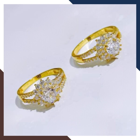 Nhẫn vàng tây nữ 10k hình hoa đính đá, mẫu nhẫn vàng nữ đẹp 2022 mã 1798TL62