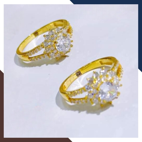 Nhẫn vàng tây nữ 10k hình hoa đính đá, mẫu nhẫn vàng nữ đẹp 2022 mã 1798TL62