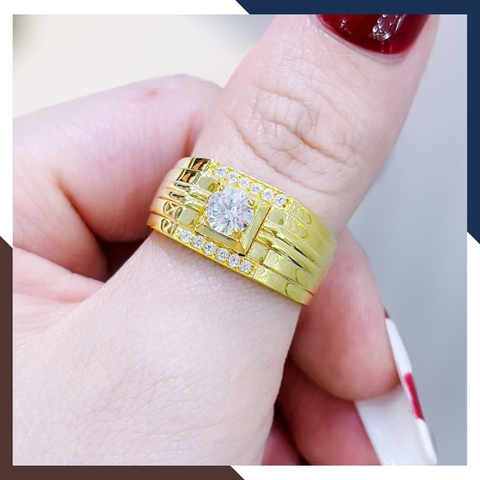 Nhẫn vàng tây nam 10k 1 chỉ đính hột đá trắng đẹp NVNA15