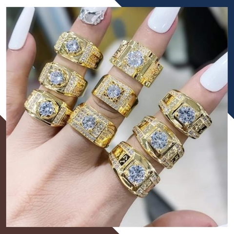 Nhẫn Vàng Tây Nam 10k 1 Chỉ Đính Hột Đá Trắng Mã NVNA28 – Nhiều Mẫu Đẹp Cho Quý Ông Thành Đạt