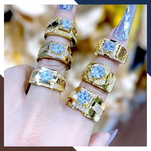 Nhẫn Vàng Tây Nam 10k 1 Chỉ Đính Hột Đá Trắng Mã NVNA28 – Nhiều Mẫu Đẹp Cho Quý Ông Thành Đạt