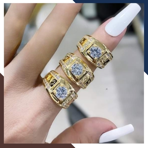 Nhẫn Vàng Tây Nam 10k 1 Chỉ Đính Hột Đá Trắng Mã NVNA28 – Nhiều Mẫu Đẹp Cho Quý Ông Thành Đạt