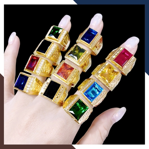 Nhẫn Vàng Tây Nam 10k Đính Đá Phong Thuỷ Hợp Mệnh Kim, Mộc, Thuỷ, Hoả, Thổ Mã NVNA80