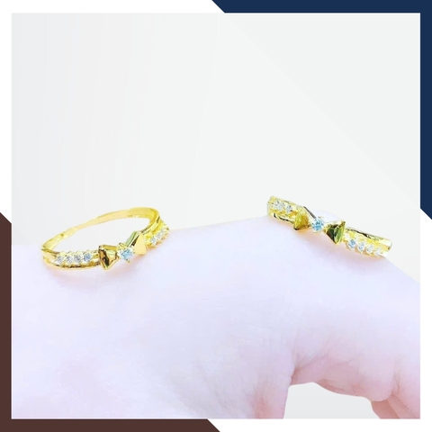 Nhẫn Vàng Tây Nữ 10k Bản Mỏng Hình Nơ Đeo Ngón Trỏ Duyên Dáng NVN299