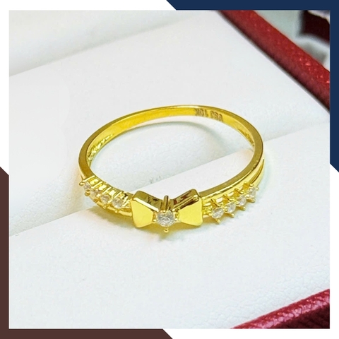 Nhẫn Vàng Tây Nữ 10k Bản Mỏng Hình Nơ Đeo Ngón Trỏ Duyên Dáng NVN299