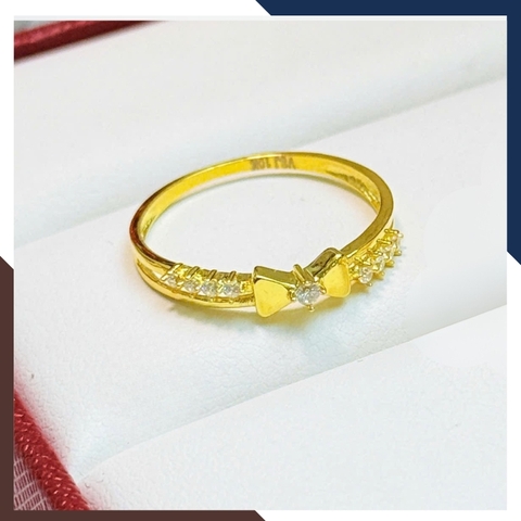 Nhẫn Vàng Tây Nữ 10k Bản Mỏng Hình Nơ Đeo Ngón Trỏ Duyên Dáng NVN299