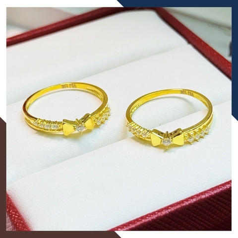 Nhẫn Vàng Tây Nữ 10k Bản Mỏng Hình Nơ Đeo Ngón Trỏ Duyên Dáng NVN299