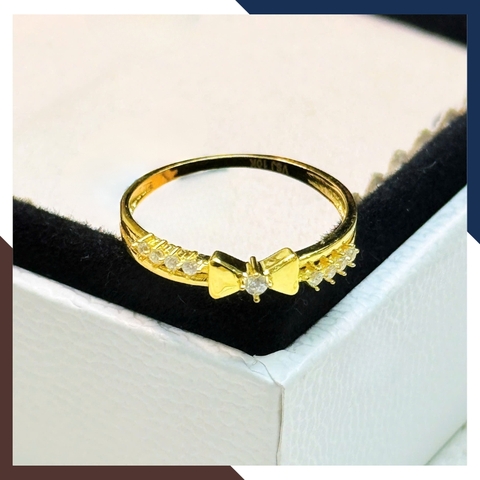 Nhẫn Vàng Tây Nữ 10k Bản Mỏng Hình Nơ Đeo Ngón Trỏ Duyên Dáng NVN299