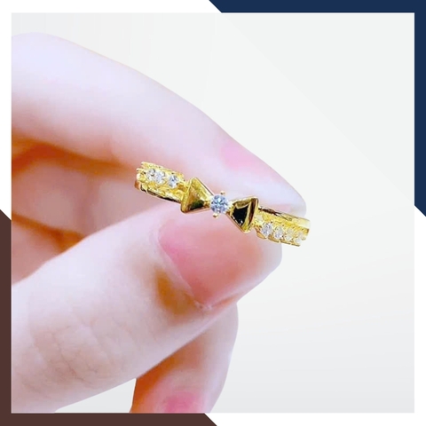 Nhẫn Vàng Tây Nữ 10k Bản Mỏng Hình Nơ Đeo Ngón Trỏ Duyên Dáng NVN299