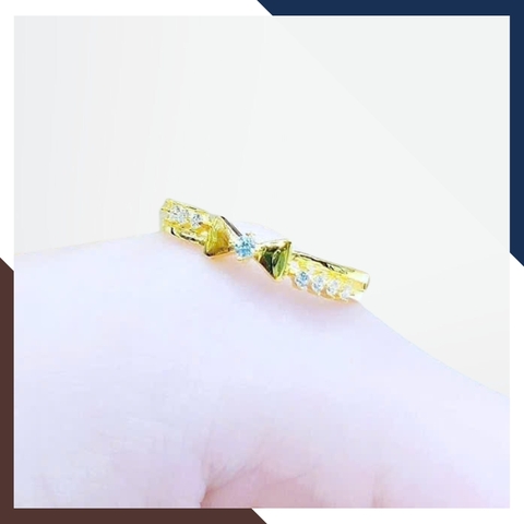 Nhẫn Vàng Tây Nữ 10k Bản Mỏng Hình Nơ Đeo Ngón Trỏ Duyên Dáng NVN299