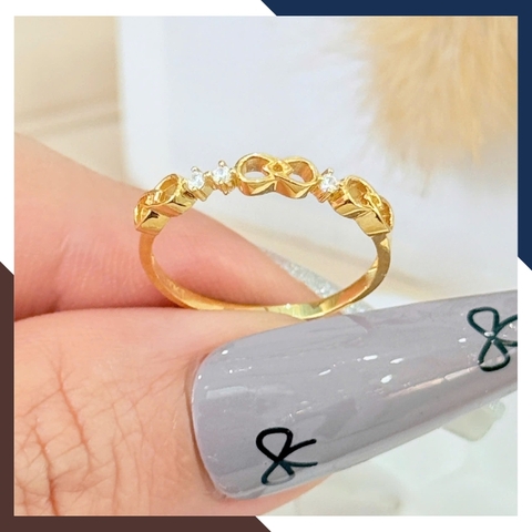 Nhẫn Vàng Tây Nữ 10k Bản Mỏng, Thiết Kế Vô Cực NVN309 –  Phù Hợp Layering & Đeo Ngón Trỏ