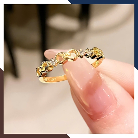 Nhẫn Vàng Tây Nữ 10k Bản Mỏng, Thiết Kế Vô Cực NVN309 –  Phù Hợp Layering & Đeo Ngón Trỏ