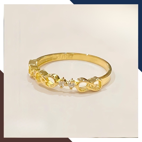 Nhẫn Vàng Tây Nữ 10k Bản Mỏng, Thiết Kế Vô Cực NVN309 –  Phù Hợp Layering & Đeo Ngón Trỏ