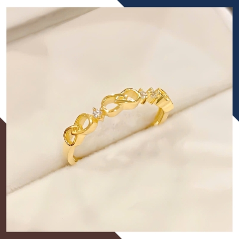 Nhẫn Vàng Tây Nữ 10k Bản Mỏng, Thiết Kế Vô Cực NVN309 –  Phù Hợp Layering & Đeo Ngón Trỏ