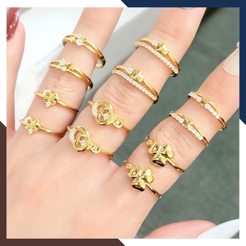 Nhẫn Vàng Tây Nữ 10K Bản Mỏng NVN361 – Thời Trang Layering, Phù Hợp Mọi Ngón Tay