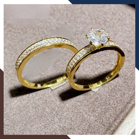 Nhẫn vàng tây nữ 10k đính 1 hàng đá gate đẹp đơn giản mã TL40