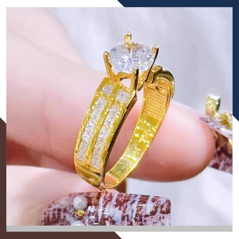 Nhẫn vàng tây nữ 10k đính đá, mẫu nhẫn vàng nữ đẹp 2022 mã 1740TL60