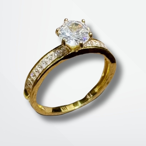 Nhẫn vàng tây nữ 10k đính hột đá trắng nhô cao đẹp mã TL44