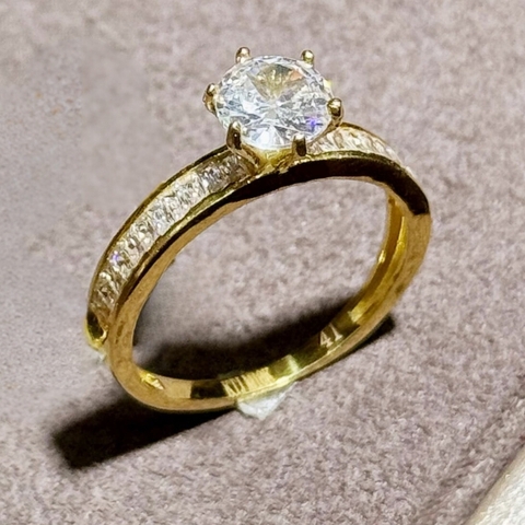 Nhẫn vàng tây nữ 10k đính hột đá trắng nhô cao đẹp mã TL44