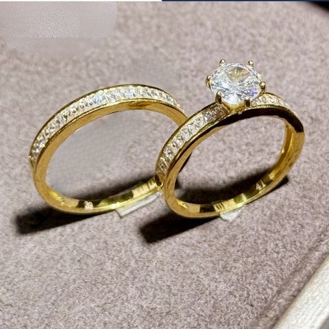 Nhẫn vàng tây nữ 10k đính hột đá trắng nhô cao đẹp mã TL44