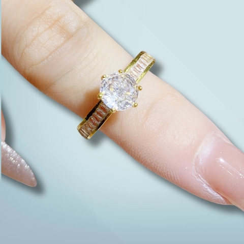 Nhẫn vàng tây nữ 10k đính hột đá trắng nhô cao đẹp mã TL44