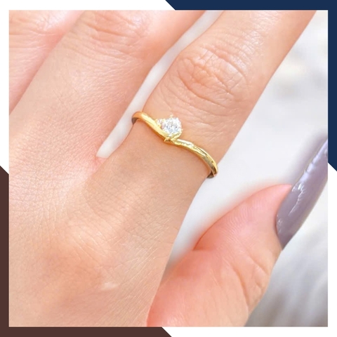 Nhẫn Vàng Tây Nữ 10K Đơn Giản Đính Hột Đá NVN338 – Kiểu Dáng Thanh Mảnh, Phù Hợp Layering