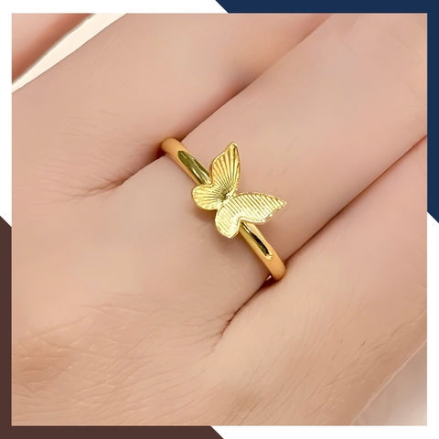 Nhẫn Vàng Tây Nữ 10K Hình Bướm 3D Thân Trơn Thanh Lịch – Mã NVN290