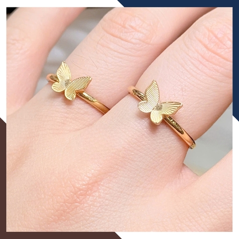 Nhẫn Vàng Tây Nữ 10K Hình Bướm 3D Thân Trơn Thanh Lịch – Mã NVN290