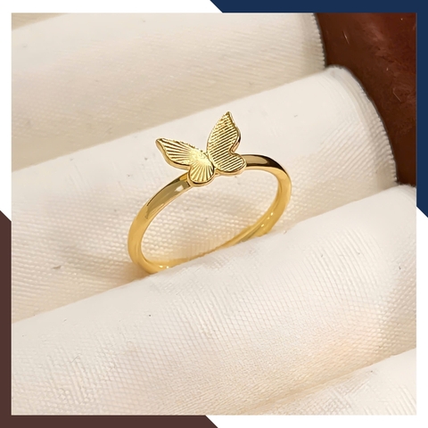 Nhẫn Vàng Tây Nữ 10K Hình Bướm 3D Thân Trơn Thanh Lịch – Mã NVN290