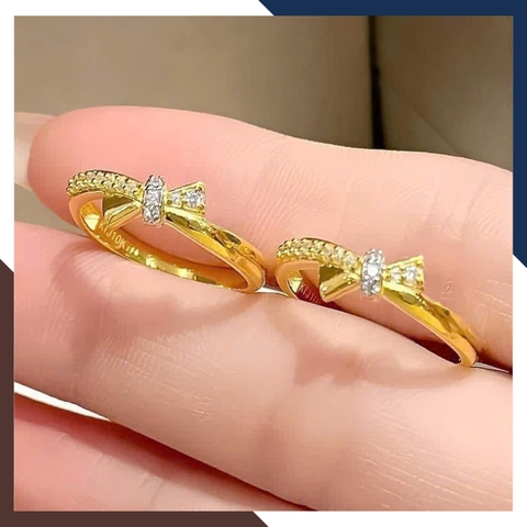 Nhẫn vàng tây nữ 10k hình nơ đính đá CZ duyên dáng và nữ tính NVN295