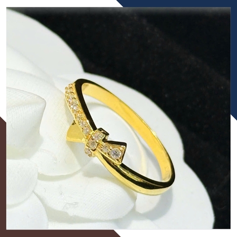 Nhẫn vàng tây nữ 10k hình nơ đính đá CZ duyên dáng và nữ tính NVN295