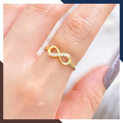 Nhẫn Vàng Tây Nữ 10k Hình Vô Cực Bản Mỏng NVN310 – Phù Hợp Đeo Ngón Trỏ & Layering
