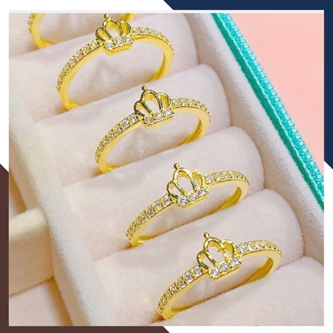 Nhẫn Vàng Tây Nữ 10K Hình Vương Miện Thanh Mảnh Tặng Bạn Gái NVN328 – Phù Hợp Layering