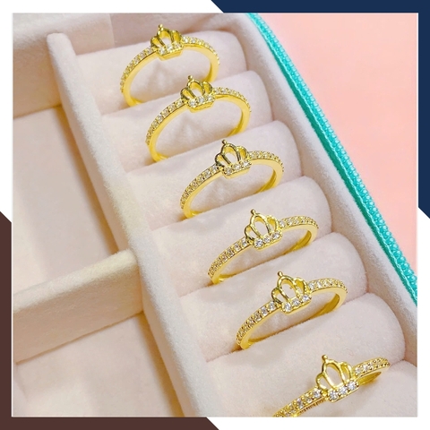 Nhẫn Vàng Tây Nữ 10K Hình Vương Miện Thanh Mảnh Tặng Bạn Gái NVN328 – Phù Hợp Layering
